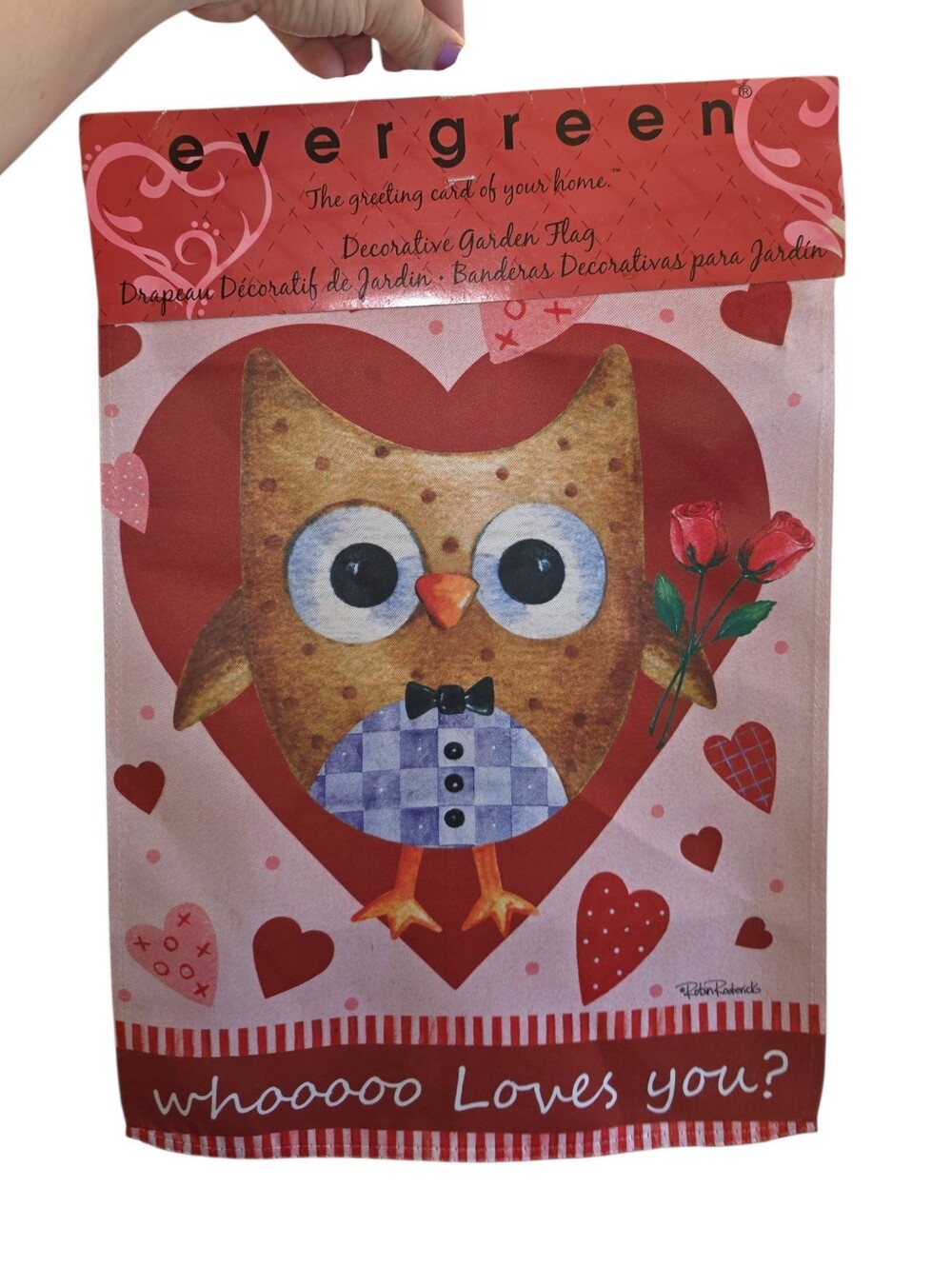 Evergreen NWT! Garden Flag Valentines Love Owl